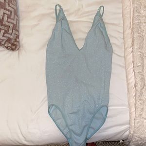 BLUE SPARKLY BODY SUIT URBAN OUTFITTERS sz sp